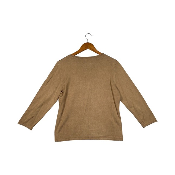 Carlisle Perse Per Se Top Women's Large Brown Sequin Beads Designer L/S Shirt L - Picture 2 of 4